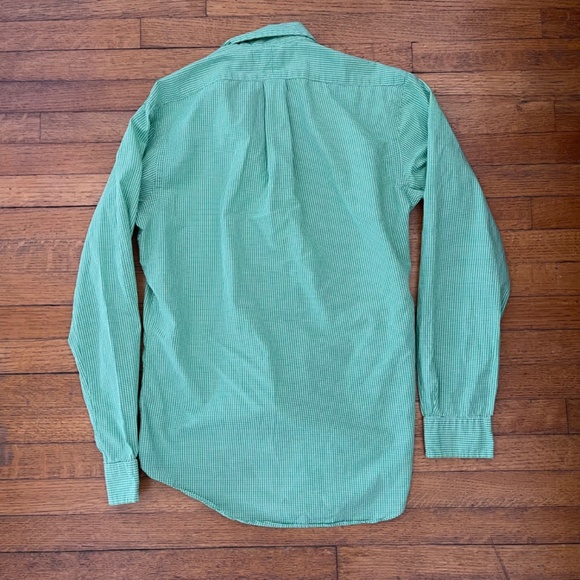 Ralph Lauren Button-Down Custom Fit Mens Small Green Squares Preppy - Picture 8 of 9